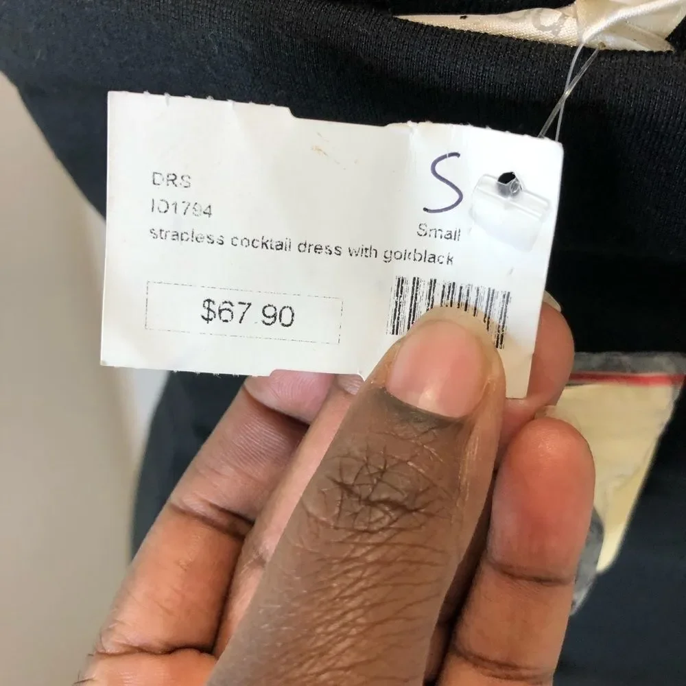 NWT Ina black and gold sequin strapless mini dress - Picture 10 of 14